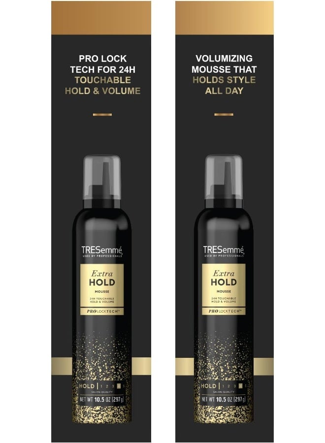 Mousse Tres Extra Hold, Extra Firm Control Mousse, Frizz Control With Flexible Feel, Hair Styling Mousse, Styling Foam For All Hair Types, Humidity Resistant, 2 Pack - 10.5 Oz Each