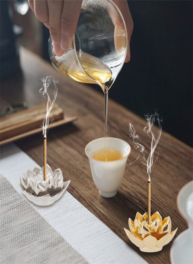 4pcs Metal Incense Holders, Mini Lotus Alloy Incense Stick Burner, Incense Censer with Incense Ash Catcher for Home Decor, Yoga, SPA