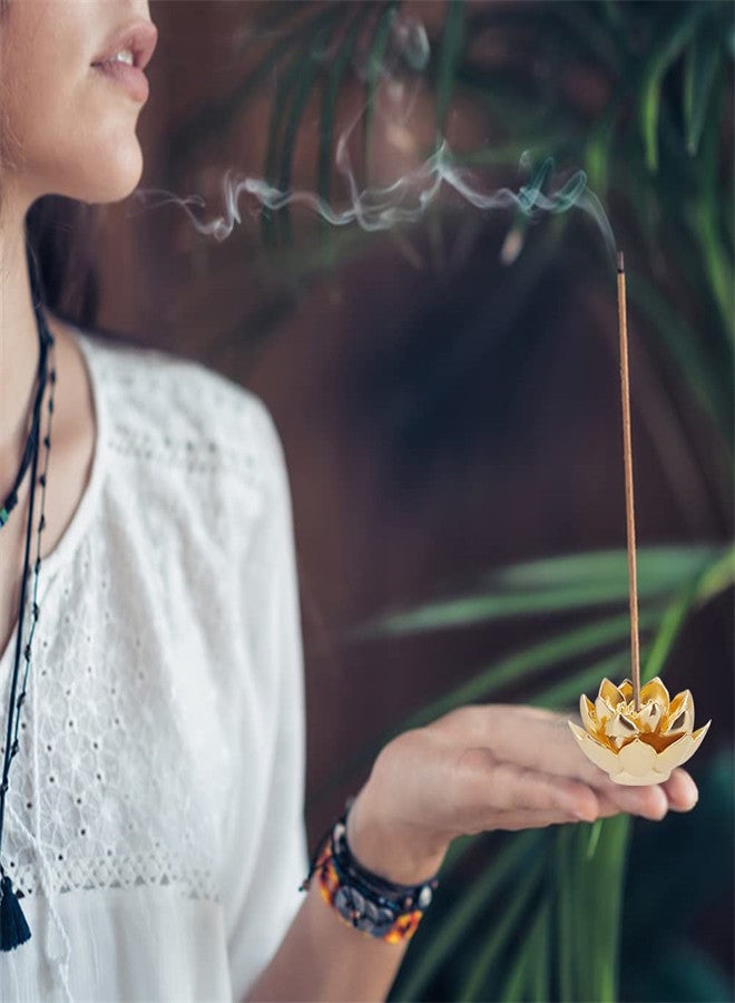 4pcs Metal Incense Holders, Mini Lotus Alloy Incense Stick Burner, Incense Censer with Incense Ash Catcher for Home Decor, Yoga, SPA