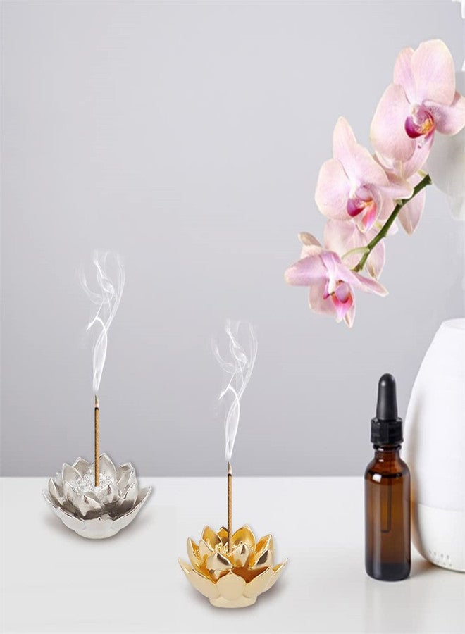 4pcs Metal Incense Holders, Mini Lotus Alloy Incense Stick Burner, Incense Censer with Incense Ash Catcher for Home Decor, Yoga, SPA