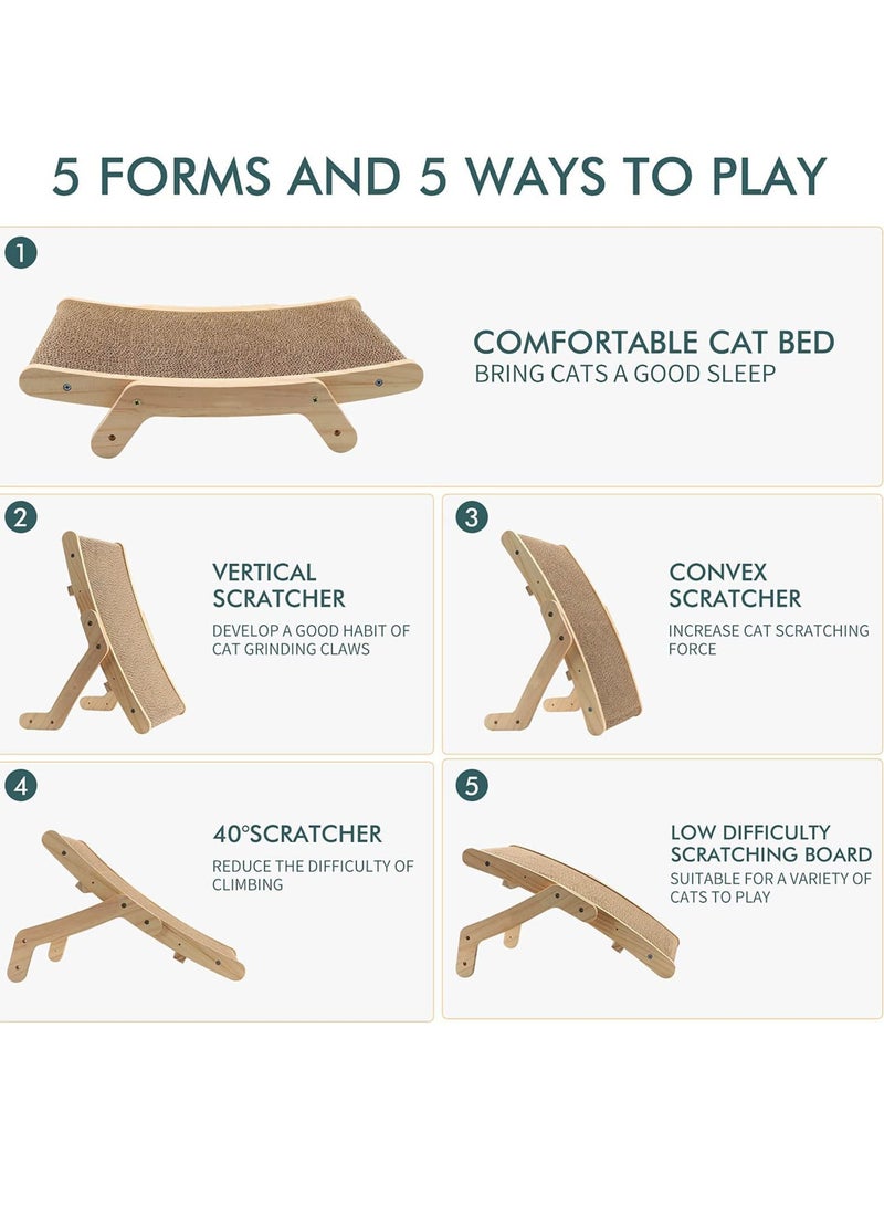 Cardboard Cat Scratcher with Solid Wood Frame are More Durable, Reversible Cat Furniture for Indoor Cats of Small Medium Size