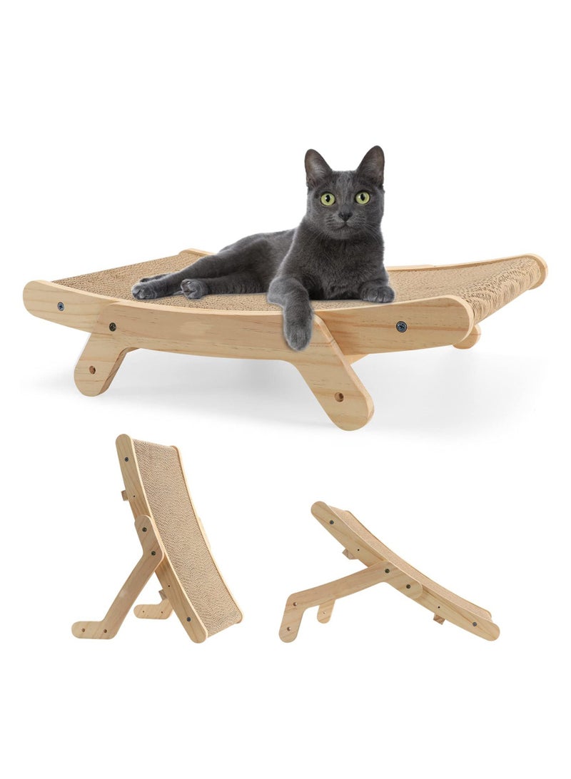 Cardboard Cat Scratcher with Solid Wood Frame are More Durable, Reversible Cat Furniture for Indoor Cats of Small Medium Size