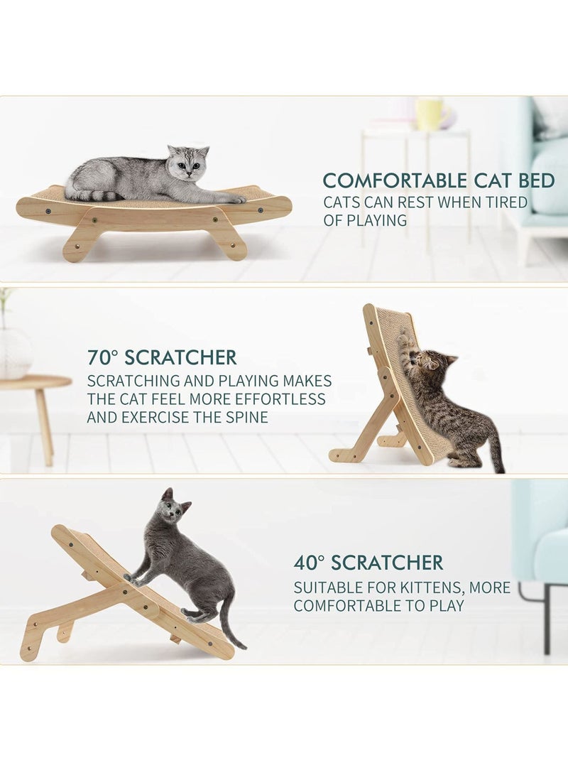 Cardboard Cat Scratcher with Solid Wood Frame are More Durable, Reversible Cat Furniture for Indoor Cats of Small Medium Size