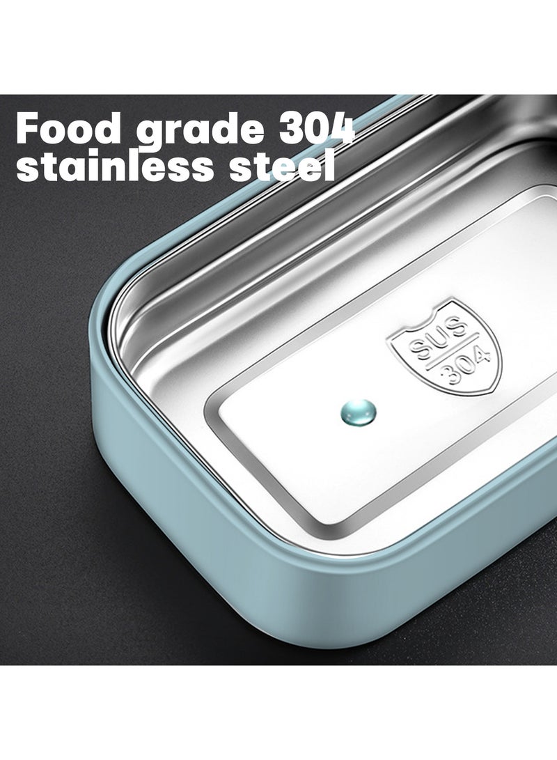 Stainless Steel Lunch Box - Insulated Bento Box Multifunctional Containers Food Containers with 2 Compartments,Tableware, Nylon insulation bag (Blue)