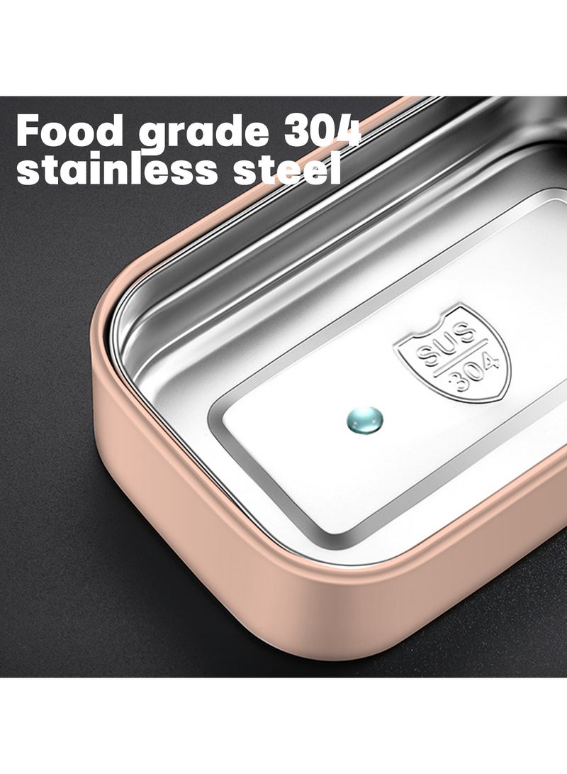 Bento Box, Stainless Steel Double Layer Lunch Box, Leakproof Lunchbox, Food Storage Box, Stainless Steel Lunch Box, Leakproof Bento Box, with Dividers for Adults Kids Men Women Teens (Pink)