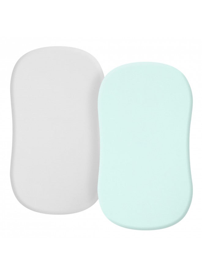 Ultra Soft Bassinet Fitted Sheets For Baby Boy Girl, Universal Fit For Cradle Oval Rectangle Hourglass Mattress, 2 Pack Grey And Green