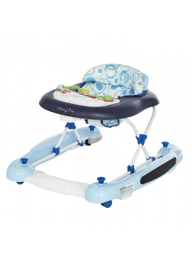 Go-Getter Baby Walker And Walk Behind Walker, Adjustable Seat Height, Comfortable Padded Seat, Easy To Fold, Pack And Store, Detachable Fun Tray, Blue