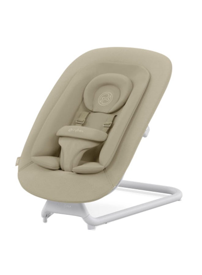 Lemo Self-Bouncing Baby Bouncer For Playing And Relaxing With Adjustable Harness And Breathable Mesh Backrest, Comfort Inlay With Head Hugger, And Stand, Sand White