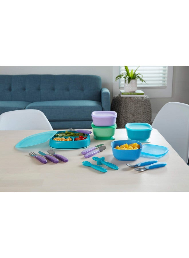 Suction Plates And Lid, Assorted Colors, 2 Pack, 6+ Months, Blue & Green