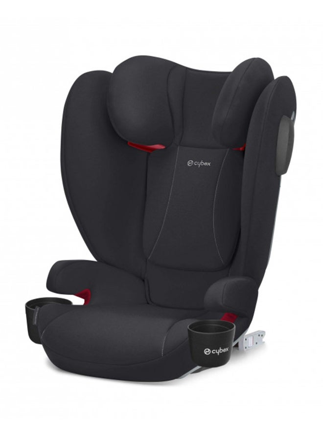 Solution B2 Fix+ Lux High Back Booster Seat, Lightweight, Secure Latch Installation, Linear Side Impact Protection, Reclining 12 Position Height Adjustable Headrest, Volcano Black
