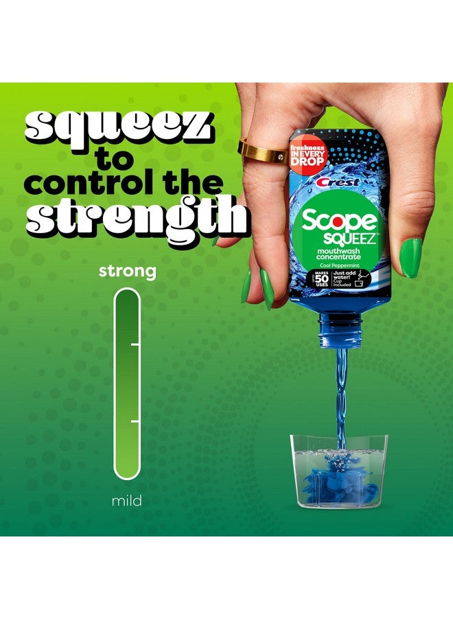 Scope Squeez Mouthwash Concentrate, Cool Peppermint Flavor, 50Ml Bottle, Equal Uses Up To 1L Bottle *Vs 1L Scope Outlast Mouthwash, Squeez To Control The Strength