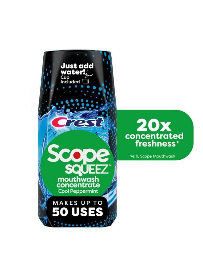 Scope Squeez Mouthwash Concentrate, Cool Peppermint Flavor, 50Ml Bottle, Equal Uses Up To 1L Bottle *Vs 1L Scope Outlast Mouthwash, Squeez To Control The Strength