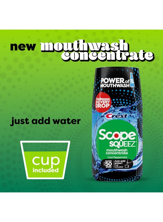 Scope Squeez Mouthwash Concentrate, Cool Peppermint Flavor, 50Ml Bottle, Equal Uses Up To 1L Bottle *Vs 1L Scope Outlast Mouthwash, Squeez To Control The Strength