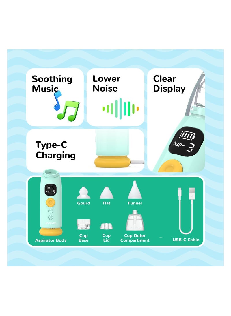 Baby Nasal Aspirator with Light and Music, Includes 3 Tips and Tweezers for Easy Use and Comfort