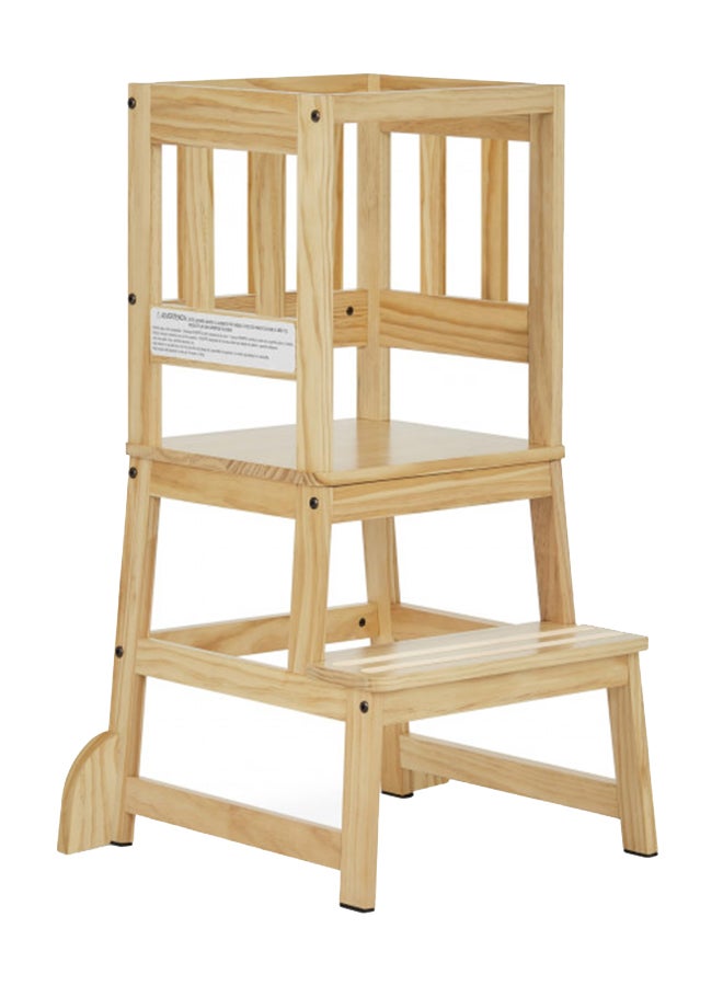 2-In-1 Funtastic Tower And Step Stool, Easy To Assemble, Multi-Purpose Stool With Non-Toxic Paint Finish, Made Of Solid Pinewood, Natural