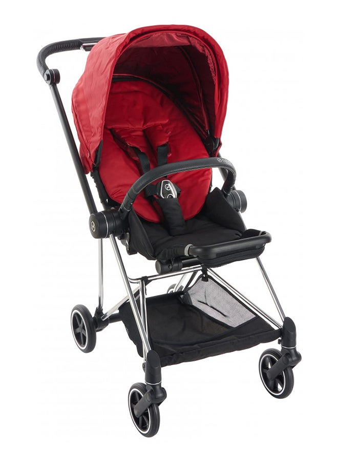 Mios 2 Complete Stroller, One-Hand Compact Fold, Reversible Seat, Smooth Ride All-Wheel Suspension, Extra Storage, Adjustable Leg Rest, True Red Seat With Chrome/Black Frame