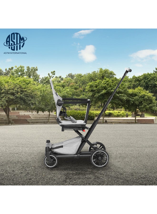 Drift Rider Baby Stroller In Grey, Lightweight Stroller With Compact Fold, Sturdy Design, 360 Degree Angle Rotation Travel Stroller