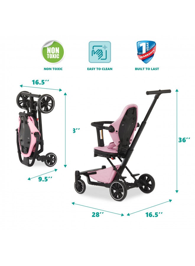 Drift Rider Baby Stroller In Pink, Lightweight Stroller With Compact Fold, Sturdy Design, 360 Degree Angle Rotation Travel Stroller