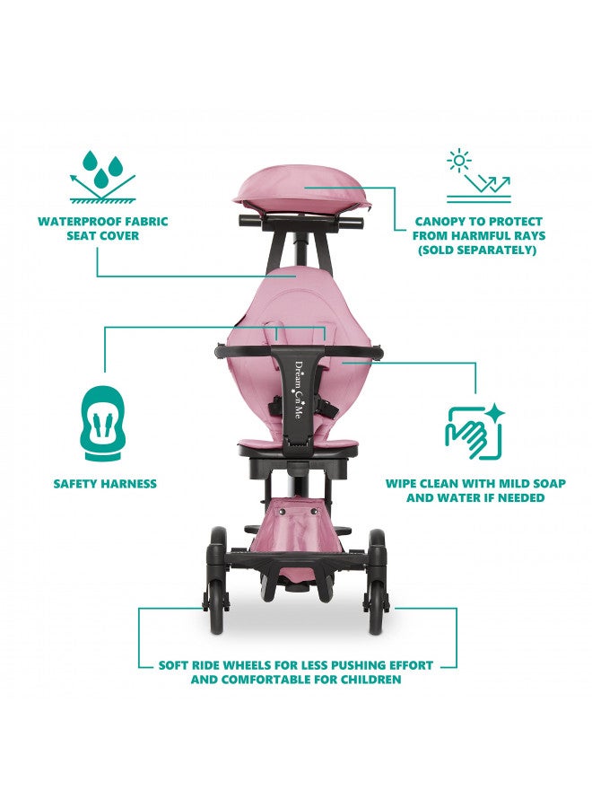 Drift Rider Baby Stroller In Pink, Lightweight Stroller With Compact Fold, Sturdy Design, 360 Degree Angle Rotation Travel Stroller