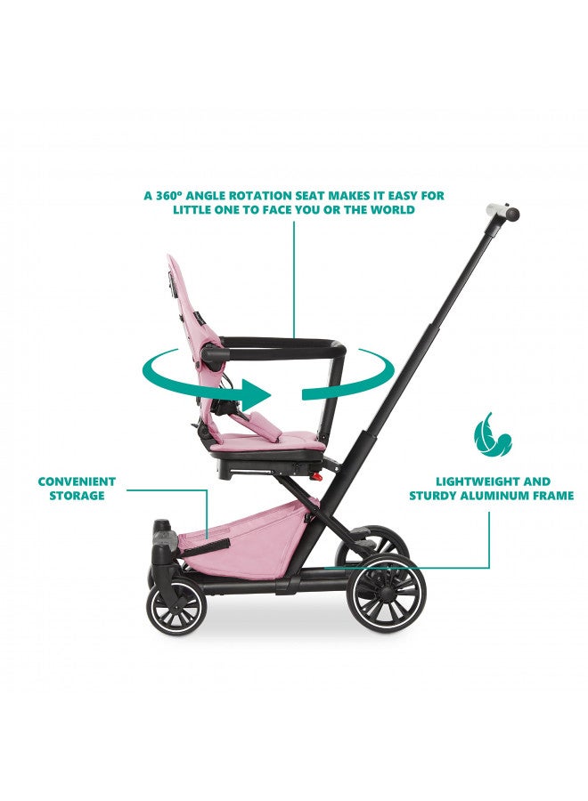 Drift Rider Baby Stroller In Pink, Lightweight Stroller With Compact Fold, Sturdy Design, 360 Degree Angle Rotation Travel Stroller