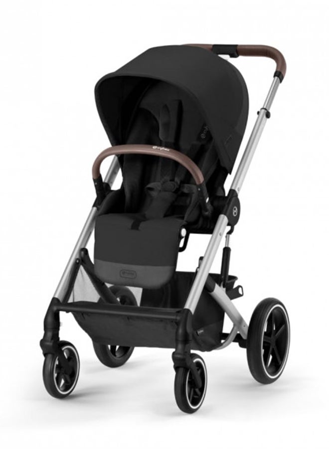 Balios S Lux Toddler And Baby Stroller With Reversible Seat, Unique One-Pull Harness, And Multiple Recline - Travel System Ready, With One Hand Fold, Silver Frame/Moon Black Seat