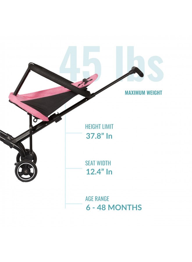 Lightweight And Compact Coast Rider Stroller With One Hand Easy Fold, Adjustable Handles And Soft Ride Wheels, Pink