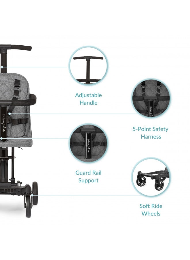 Lightweight And Compact Coast Rider Stroller With One Hand Easy Fold, Adjustable Handles And Soft Ride Wheels, Grey