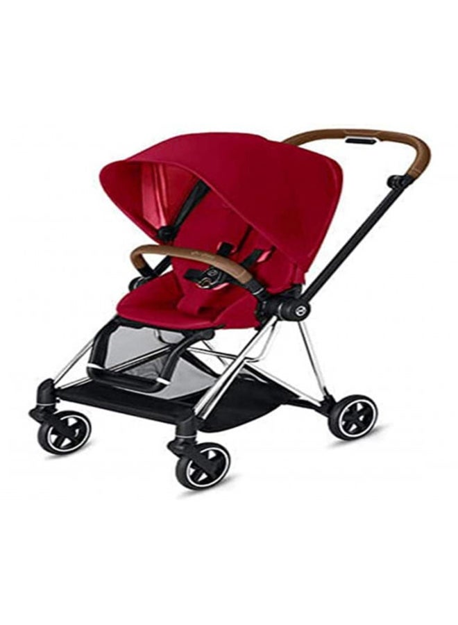 Mios 2 Complete Stroller, One-Hand Compact Fold, Reversible Seat, Smooth Ride All-Wheel Suspension, Extra Storage, Adjustable Leg Rest, True Red Seat With Chrome/Brown Frame