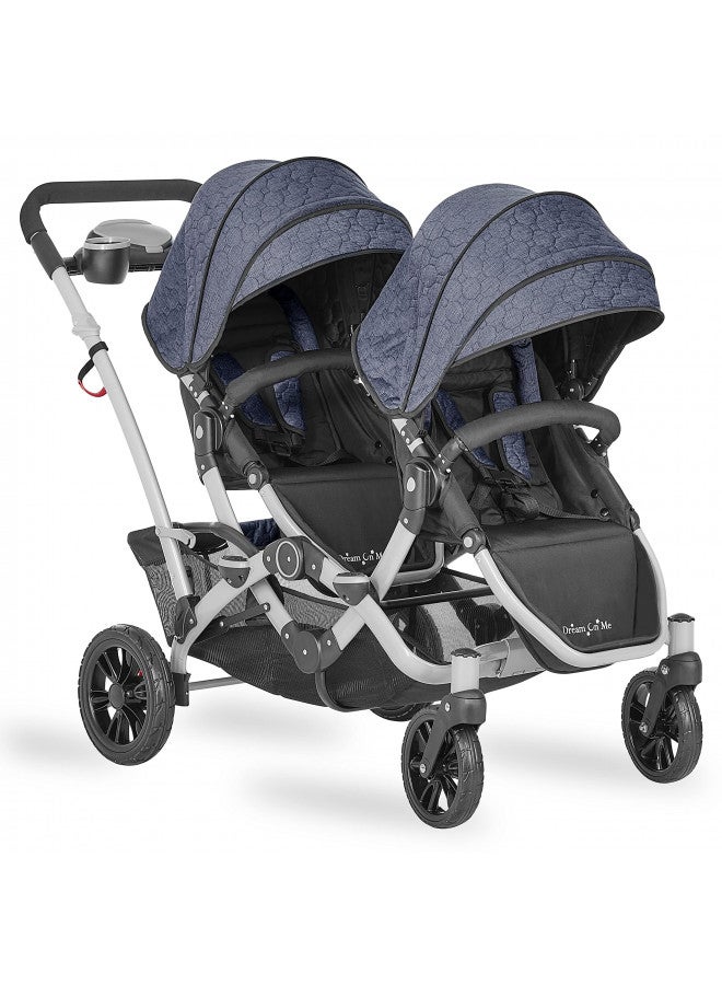 Track Tandem Double Umbrella Stroller In Slate, Lightweight Double Stroller For Infant And Toddler, Multi-Position Reversible & Reclining Seats, Large Storage Basket And Canopy