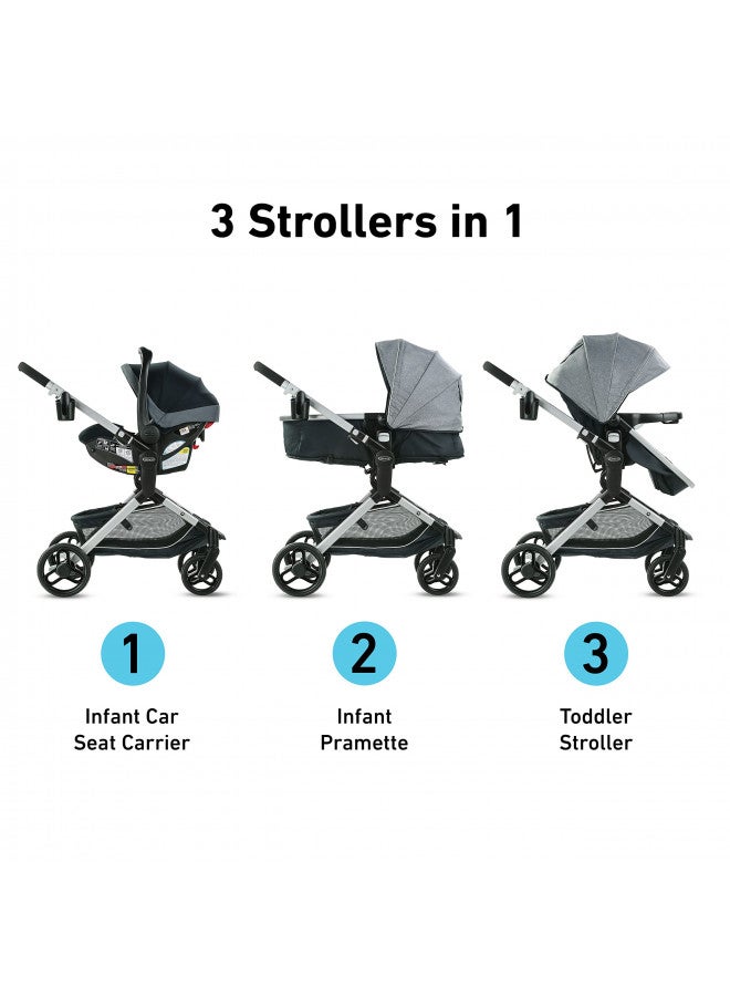 Modes Nest Travel System, Includes Baby Stroller With Height Adjustable Reversible Seat, Pram Mode, Lightweight Aluminum Frame And Snugride 35 Lite Elite Infant Car Seat, Norah