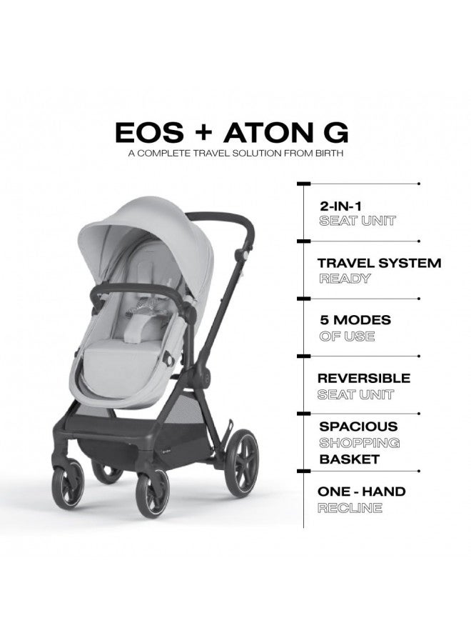 Eos 5-In-1 Travel System Stroller + Lightweight Aton G Infant Car Seat, Lava Grey