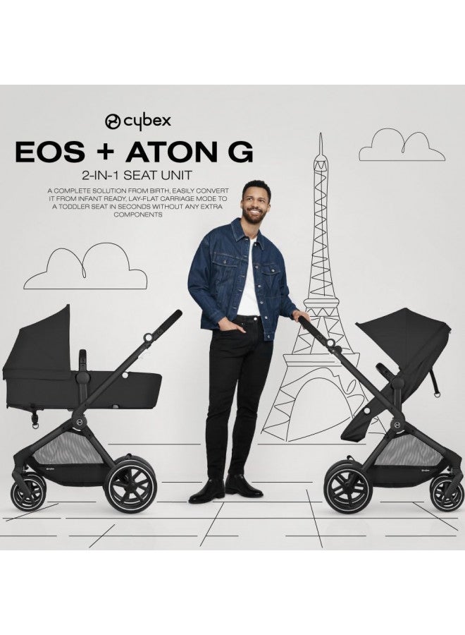 Eos 5-In-1 Travel System Stroller + Lightweight Aton G Infant Car Seat, Lava Grey