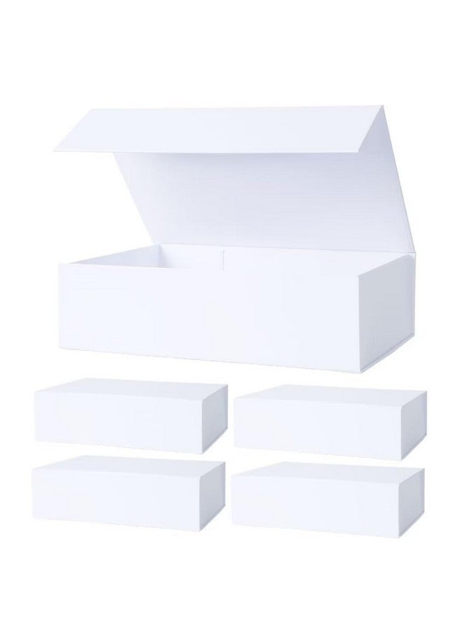 White Collapsible Gift Box With Magnetic Closure Lids 10.5X7X3 In Bridesmaid Groomsman Proposal Boxes Rectangle Storage Box 5 Pack