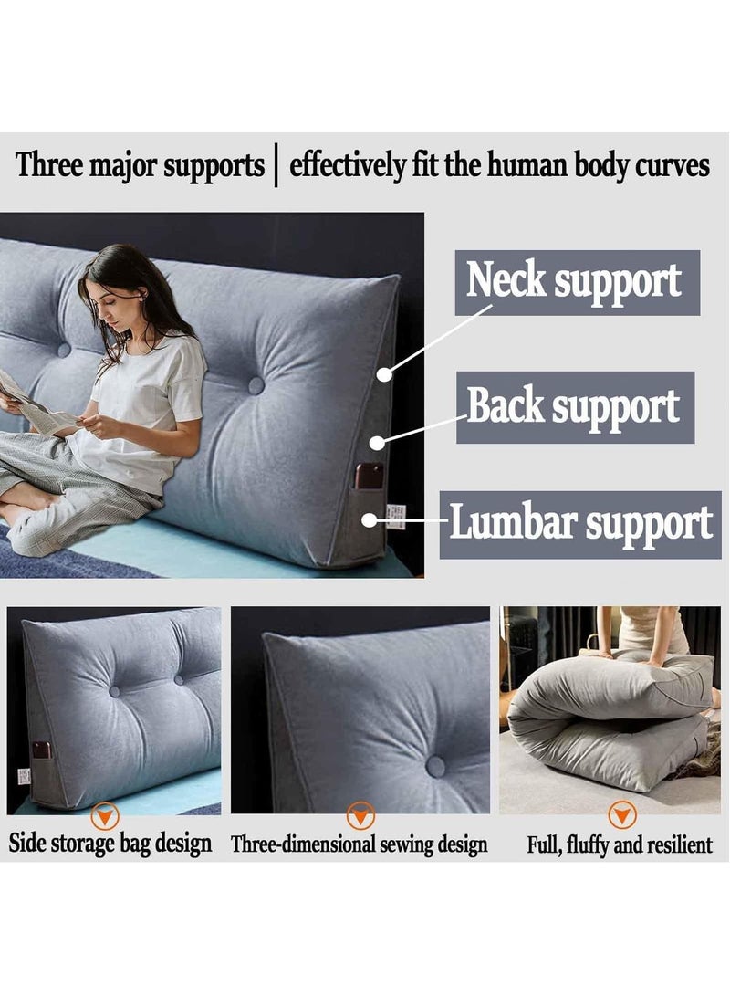 Reading Cushion for Bed and Sofa Wedge Cushion Sofa Lumbar Cushion Bed Cushion Back Cushion Seat Cushion Bed Chair Cushion Headboard Bed Seat Cushion Removable Cover 150 50 20