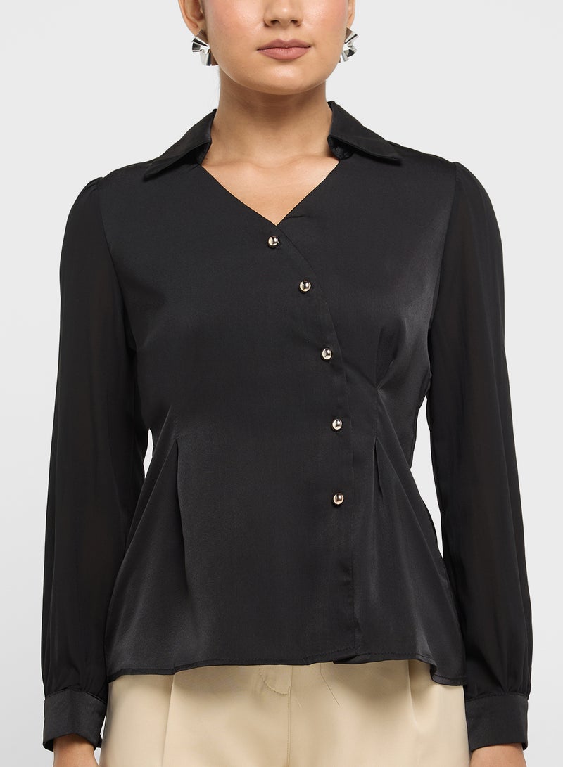 Slant Button Down Top