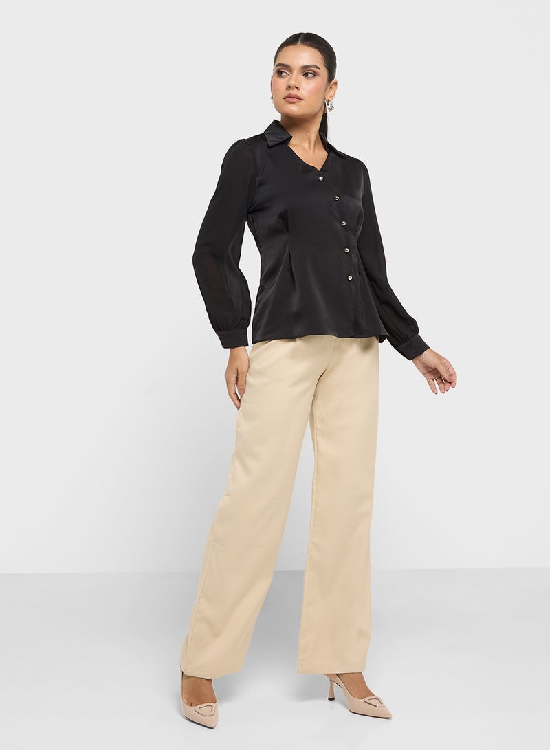 Slant Button Down Top