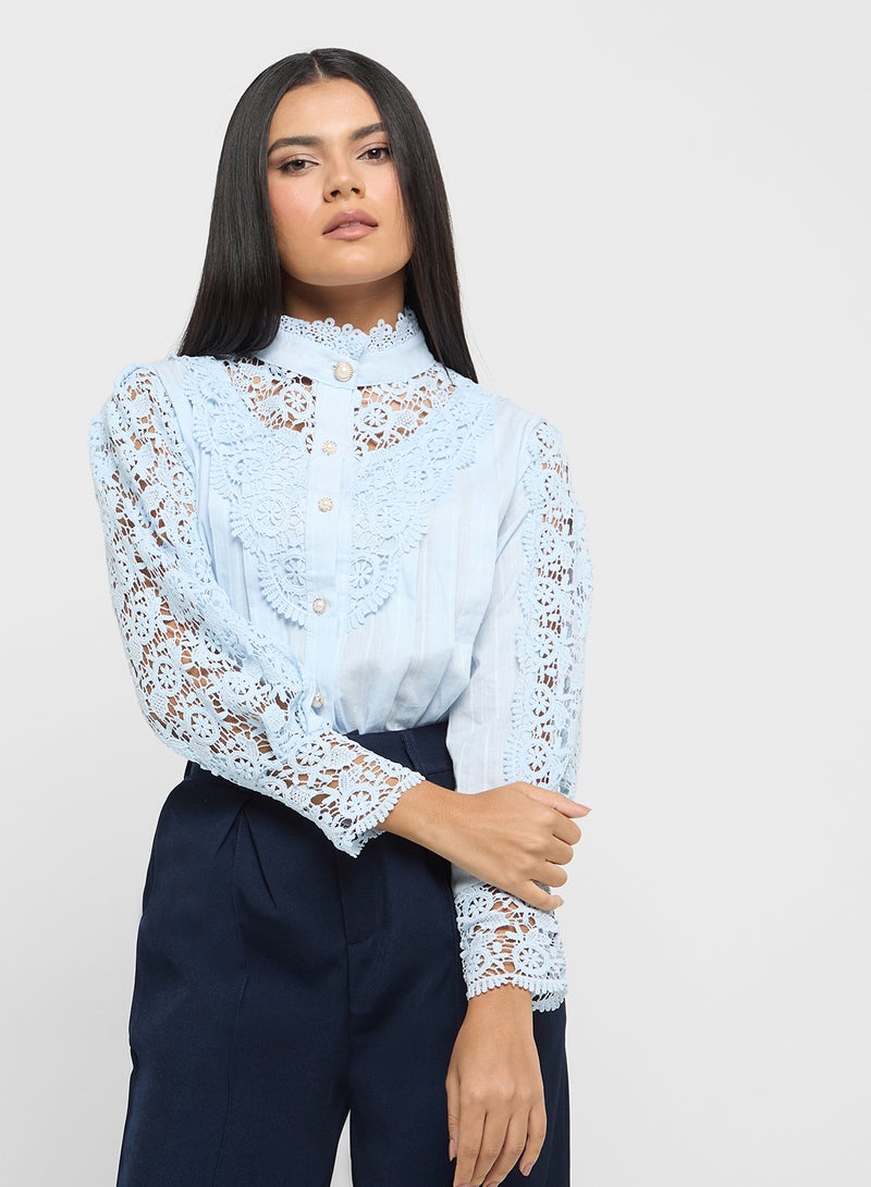 Lace Button Down Top