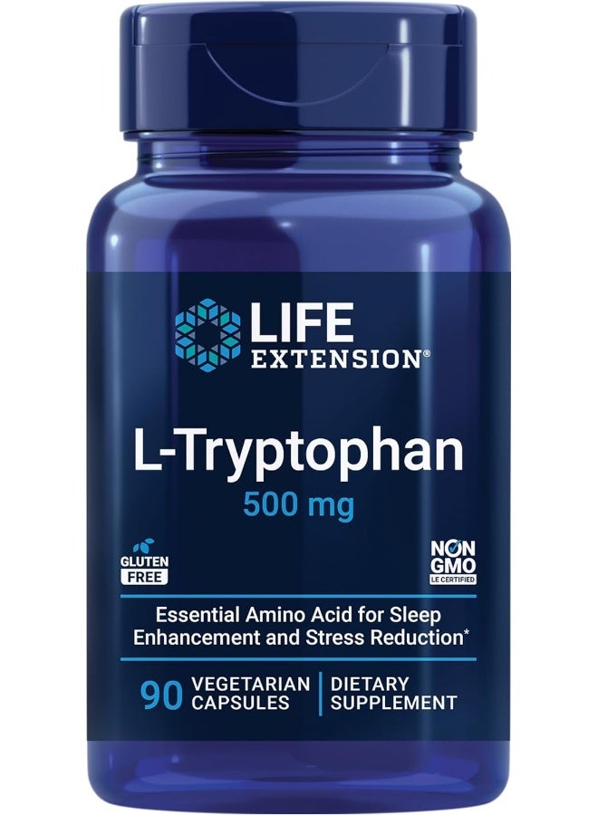 L-Tryptophan 500 Mg – L-Tryptophan Supplement For Healthy Sleep And Stress Response Support – Gluten-Free Non-Gmo Vegetarian – 90 Capsules