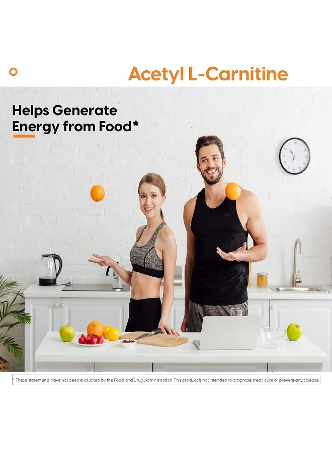 Acetyl L-Carnitine Help Boost Energy Production Support Memory/Focus Mood Non-Gmo Vegan Gluten Free