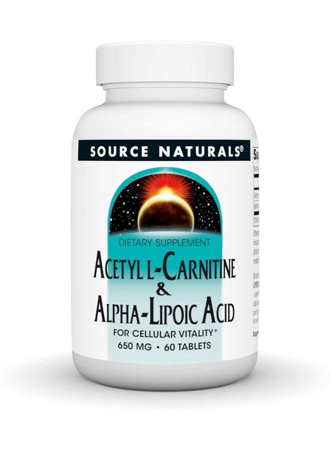 Acetyl L-Carnitine & Alpha-Lipoic Acid 650 Mg 60 Tablets