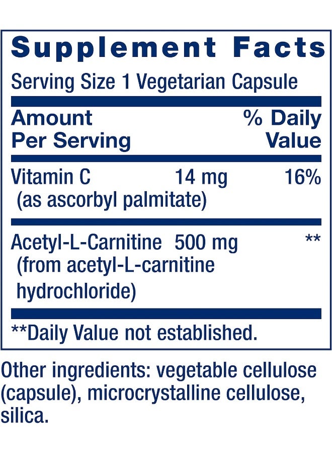 Acetyl-L-Carnitine 500 Mg 100 Capsules