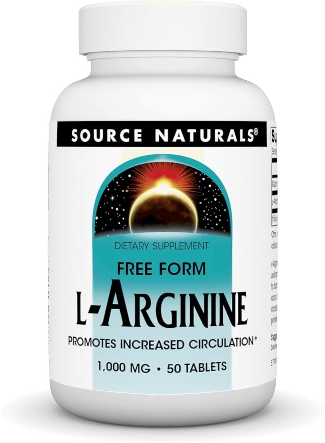 L Arginine 1000 Mg Free Form And Promotes Increased Circulation Supports Cardiovascular Health 50 Tablets Multi