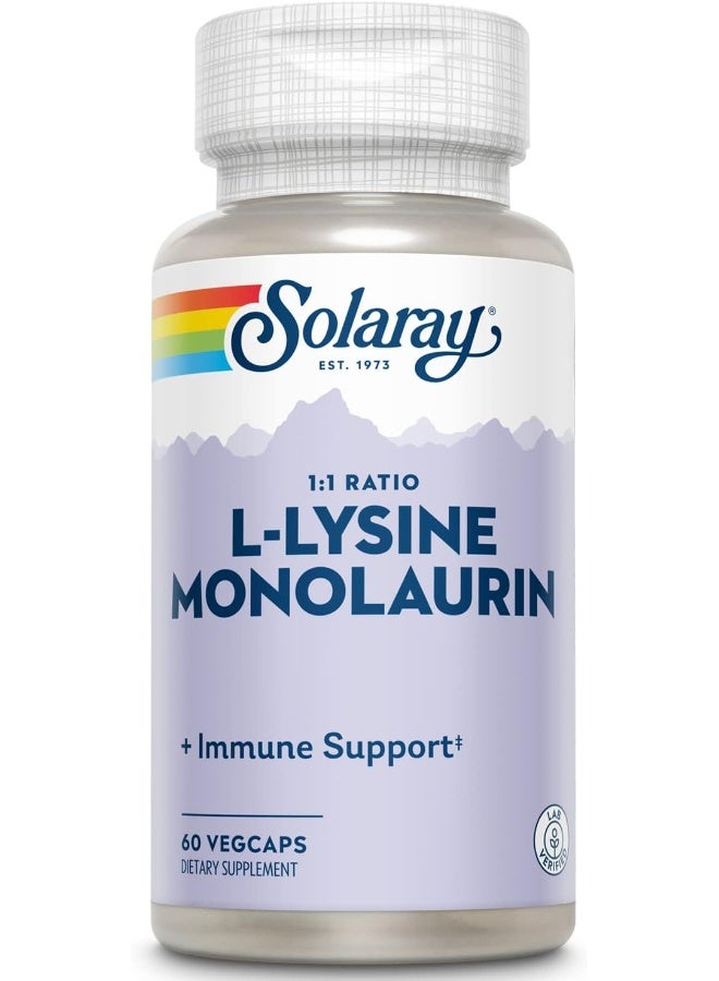 L-Lysine Monolaurin 1:1 Ratio Nutritional Supplement 60 Vegetarian Capsules