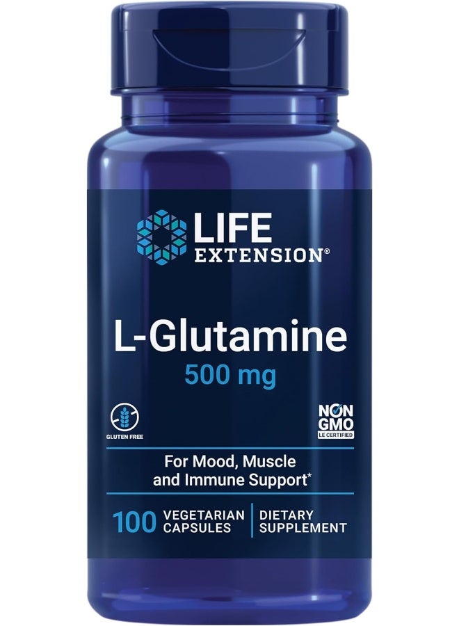 L-Glutamine 500 Mg L-Glutamine Amino Acid Supports Muscle Health And Immune Health Gluten-Free Non-Gmo 100 Vegetarian Capsules