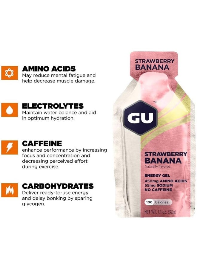 Gu Energy Original Sports Nutrition Energy Gel (Strawberry Banana 24-Count)