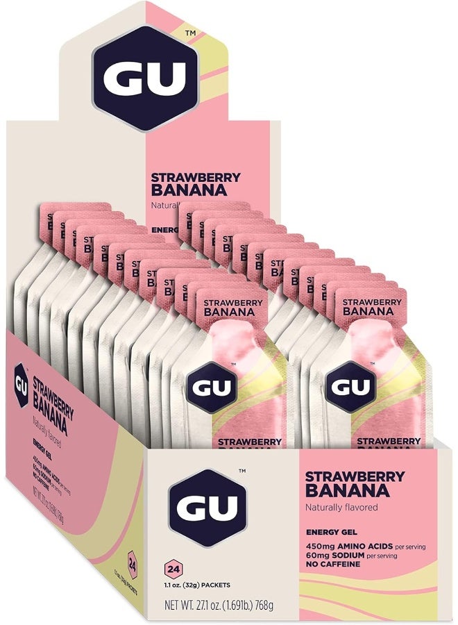 Gu Energy Original Sports Nutrition Energy Gel (Strawberry Banana 24-Count)