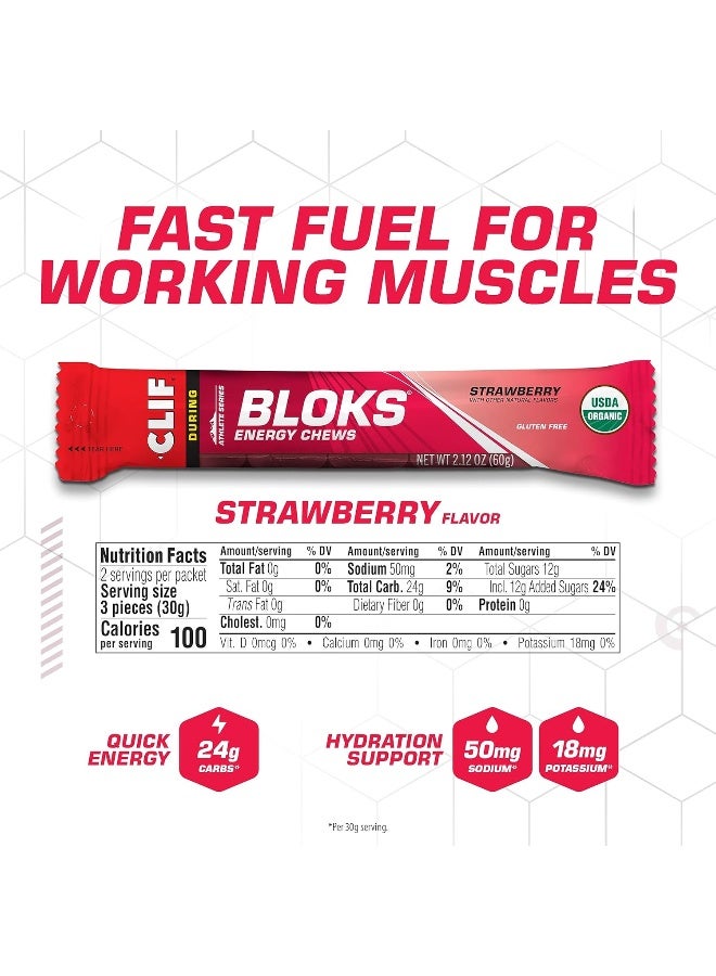 Clif Bloks Energy Chews Strawberry Flavor (2.1 Ounce Packet 18 Count)