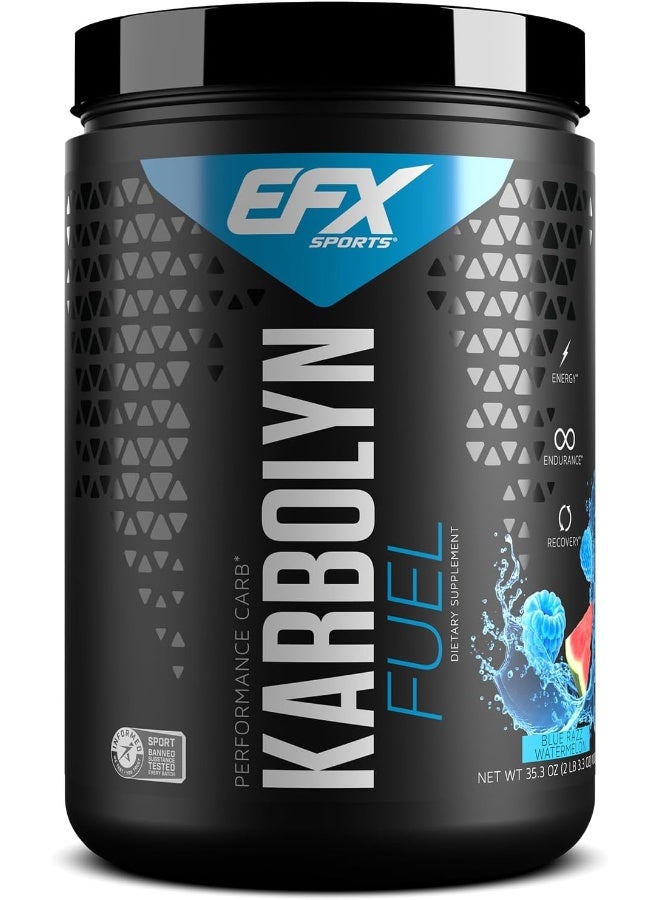 Karbolyn Fuel Pre Intra Post Workout Carbohydrate Supplement Powder Carb Load Energize Improve & Recover Faster Easy To Mix Blue Razz Watermelon (2Lb 3.3 Oz)