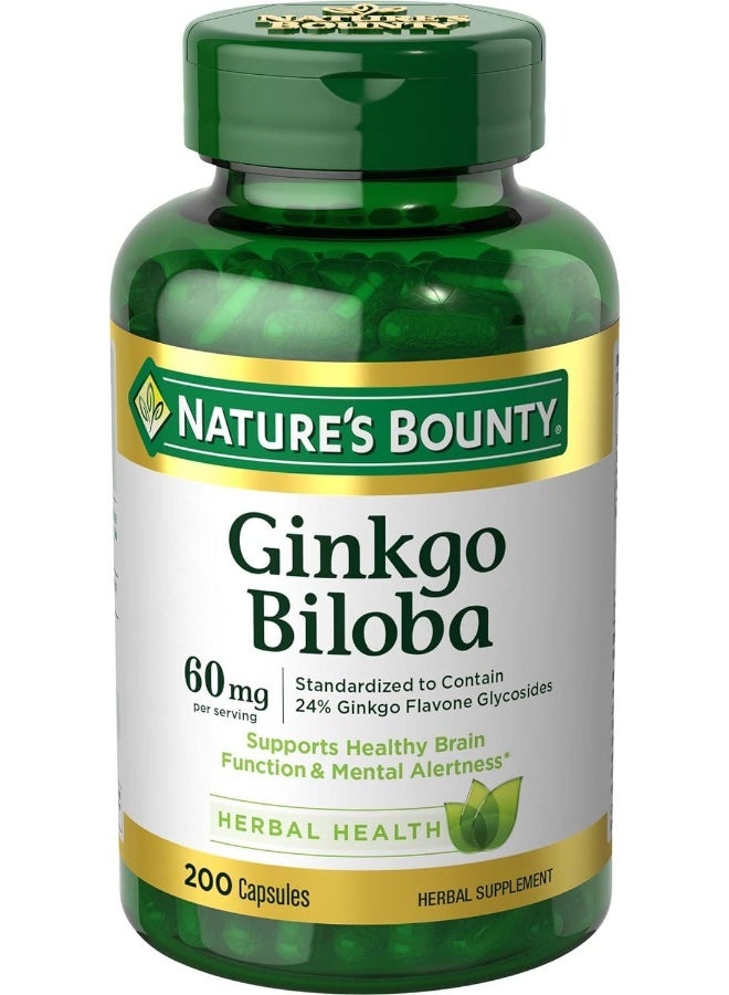 Nature's Bounty Ginkgo Biloba 60 Mg, 200 Capsules (17243)