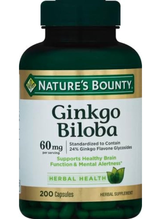Nature's Bounty Ginkgo Biloba 60 Mg, 200 Capsules (17243)
